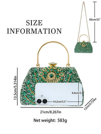 Eboo Luxury Peacock Crystal Clutch Bag for Women Ã¢?? Designer Rhinestone Evening Party Handbag with Top Handle