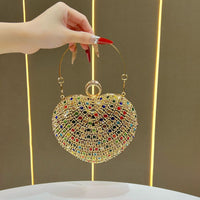 Eboo Luxury Crystal Evening Clutch Bag for Women • Rhinestone Party Handbag with Gold Ring Handle