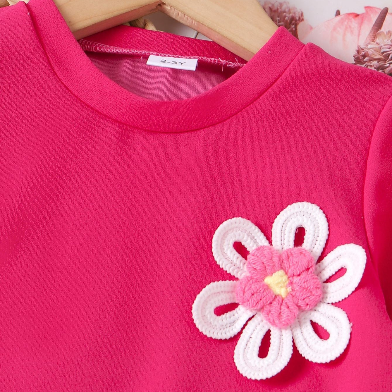 Eboo Baby Girls Flower Appliqué T-Shirt & Pants 2-Piece Summer Outfit Set – Soft Casual Wear