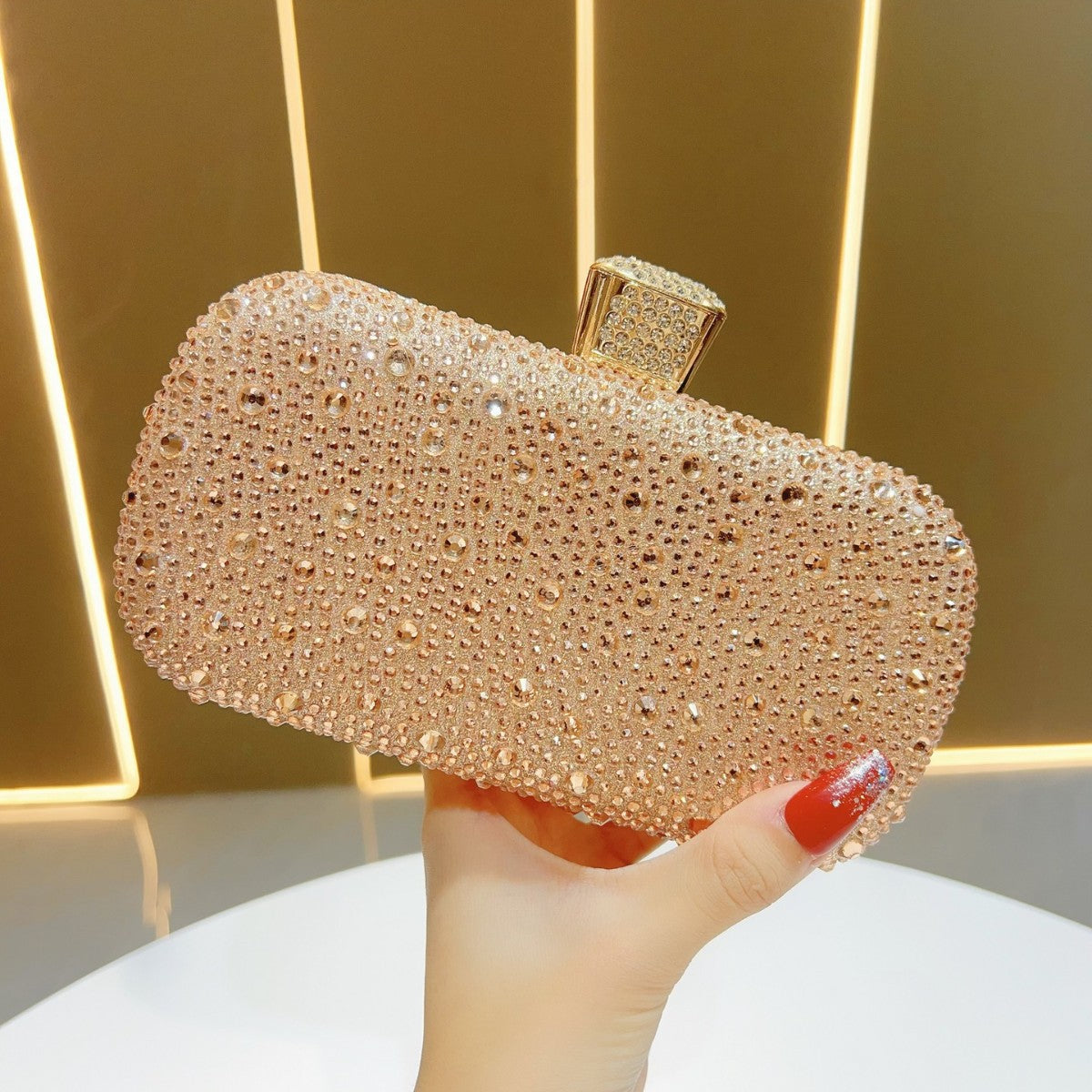 Eboo Luxury Crystal Box Clutch for Women – Rhinestone Evening Party Handbag