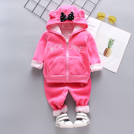 Eboo Pink Hooded Winter Tracksuit Set – Cozy Fleece Jacket & Pants