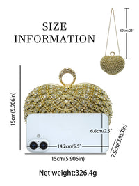 Eboo Luxury Crystal Evening Clutch Bag for Women • Rhinestone Party Handbag with Gold Ring Handle
