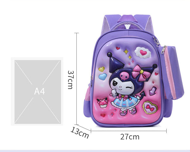 Eboo Cute Cartoon Girls 3D School Backpack with Pencil Case