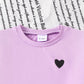 Eboo Baby Girls Lavender Heart T-Shirt & Striped Wide Leg Pants Co-Ord Set