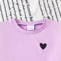 Eboo Baby Girls Lavender Heart T-Shirt & Striped Wide Leg Pants Co-Ord Set