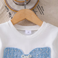 Eboo Baby Girl Bow Appliqué T-Shirt & Ribbon Pants 2-Piece Summer Outfit Set