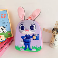 Eboo Cute 3D Bunny Officer Hard Shell Kids Backpack with Plush Ears