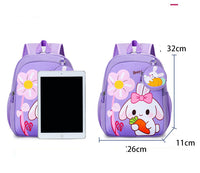Eboo Cute Purple Bunny & Flower Kids School Bag with Small Matching Pouch