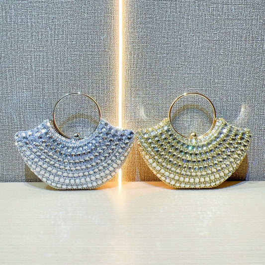 Eboo Luxury Crystal Clutch Bag for Women – Rhinestone Evening Party Handbag with Ring Handle
