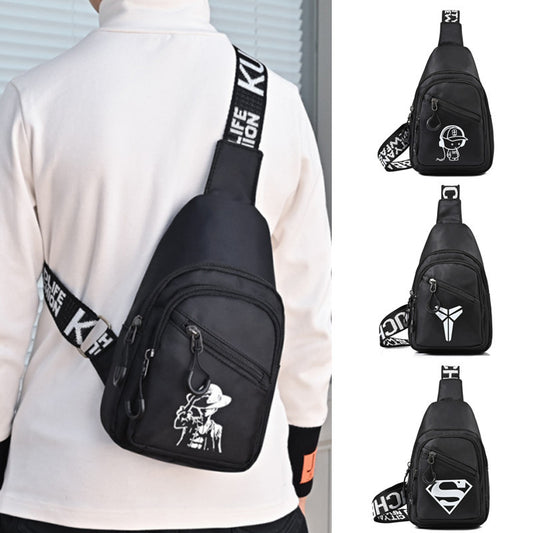 Eboo Cartoon Music Boy Black Sling Bag – Casual Outdoor Chest Crossbody Bag