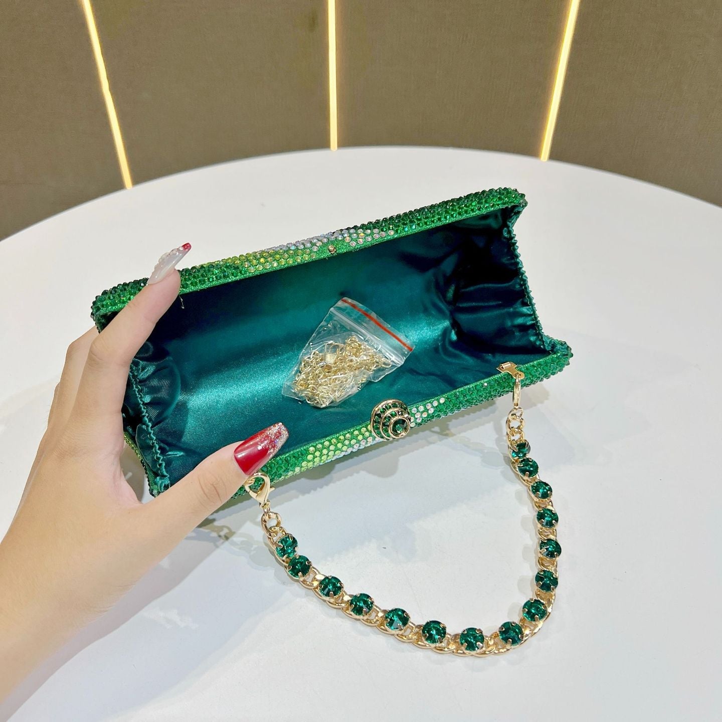 Eboo Luxury Wave Crystal Clutch Bag for Women – Designer Rhinestone Evening Party Handbag