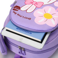 Eboo Cute Purple Bunny & Flower Kids School Bag with Small Matching Pouch