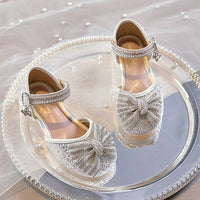 Eboo Girls Sandals Fashion Rhinestone Bow Princess Shoes Flat Heel Sandals