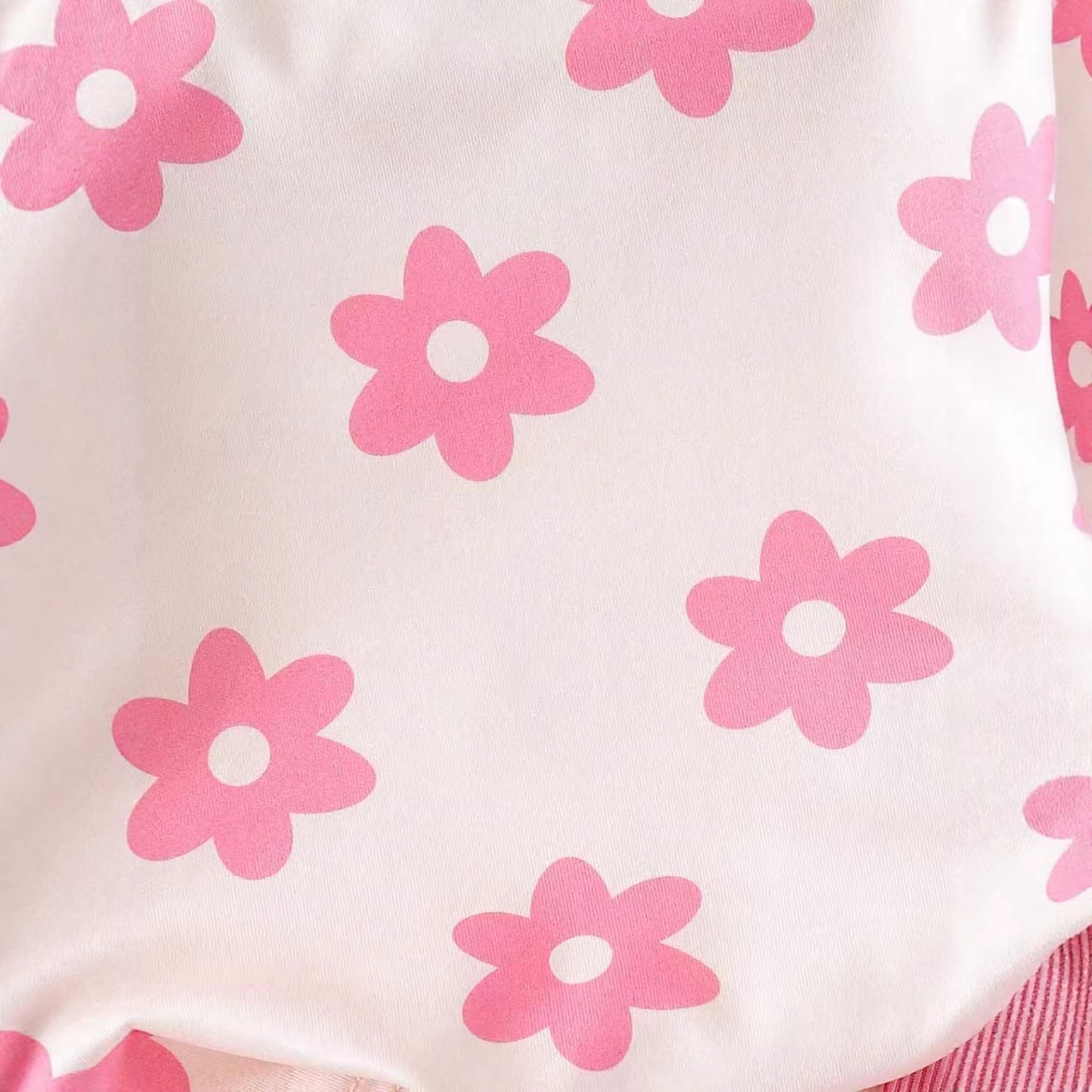 Eboo Baby Girls Pink Floral Print T-Shirt & Ribbed Flared Pants Co-Ord Set