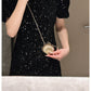 Luxury Seashell Metal Clutch Bag for Women – Elegant Hard Case Crossbody Purse with Chain Strap