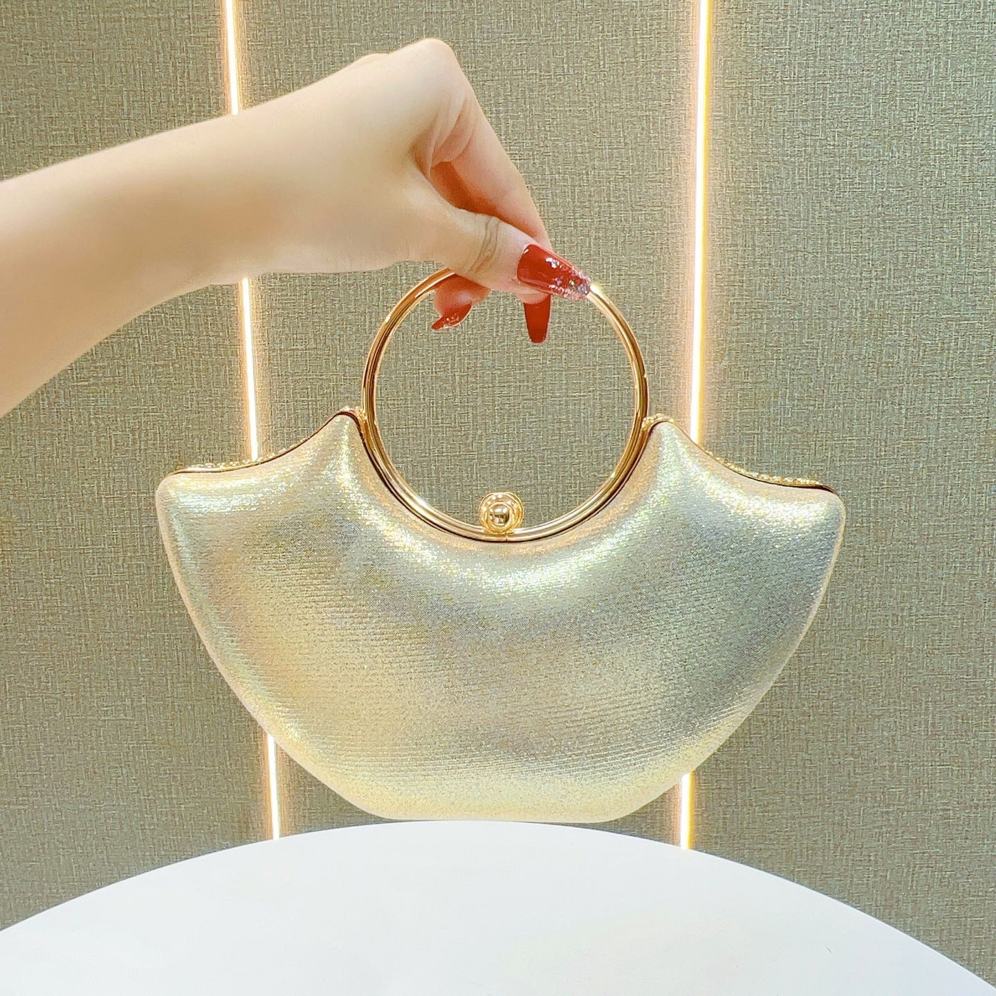 Eboo Luxury Crystal Clutch Bag for Women – Rhinestone Evening Party Handbag with Ring Handle