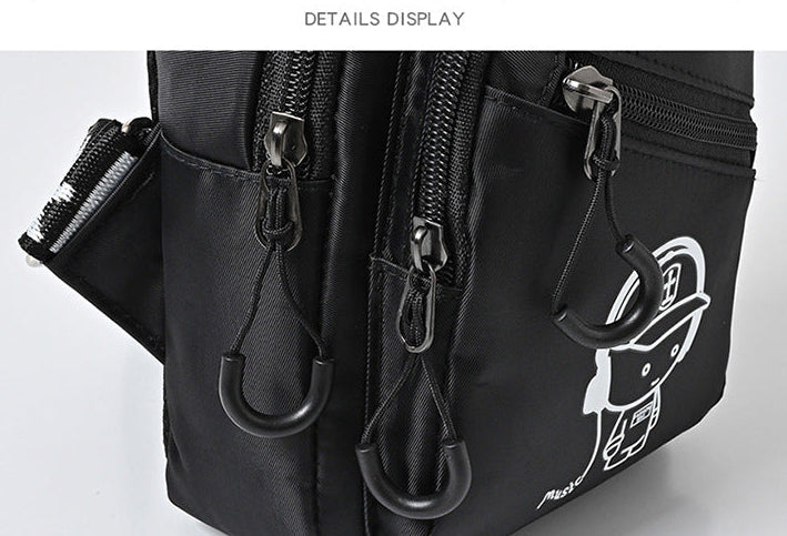Eboo Cartoon Music Boy Black Sling Bag Ã¢?? Casual Outdoor Chest Crossbody Bag