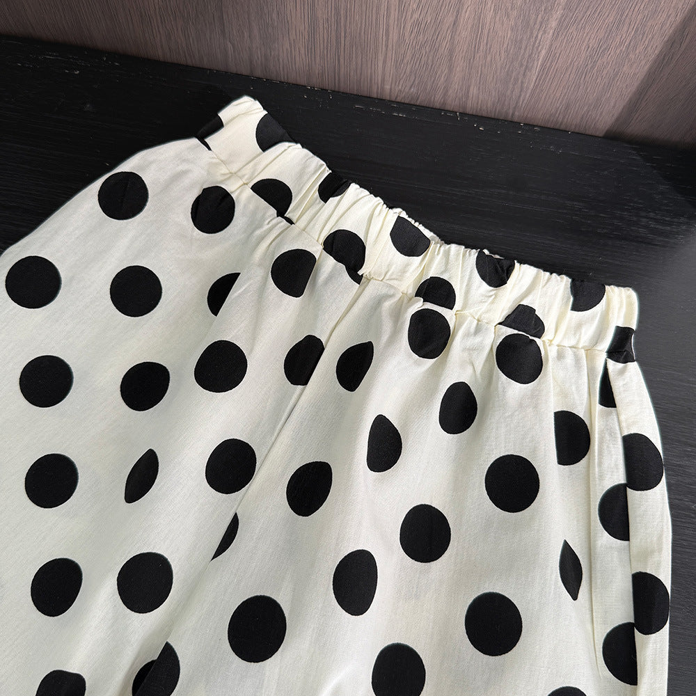 Eboo Baby Girls Black & White Polka Dot Flutter Sleeve Top & Wide Leg Pants Co-Ord Set