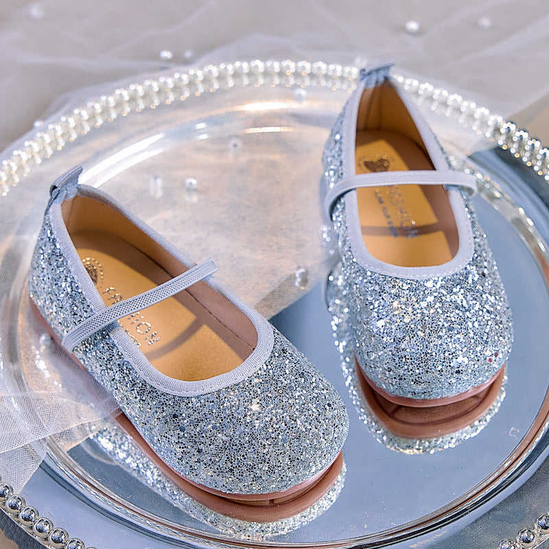 Eboo  Girls Glitter Princess Ballet Flats Shoes Ballerina Dress Shoes for Wedding Party