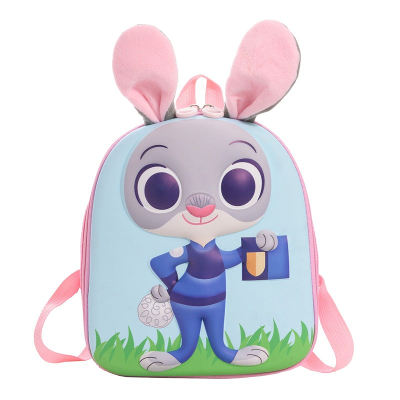 Eboo Cute 3D Bunny Officer Hard Shell Kids Backpack with Plush Ears