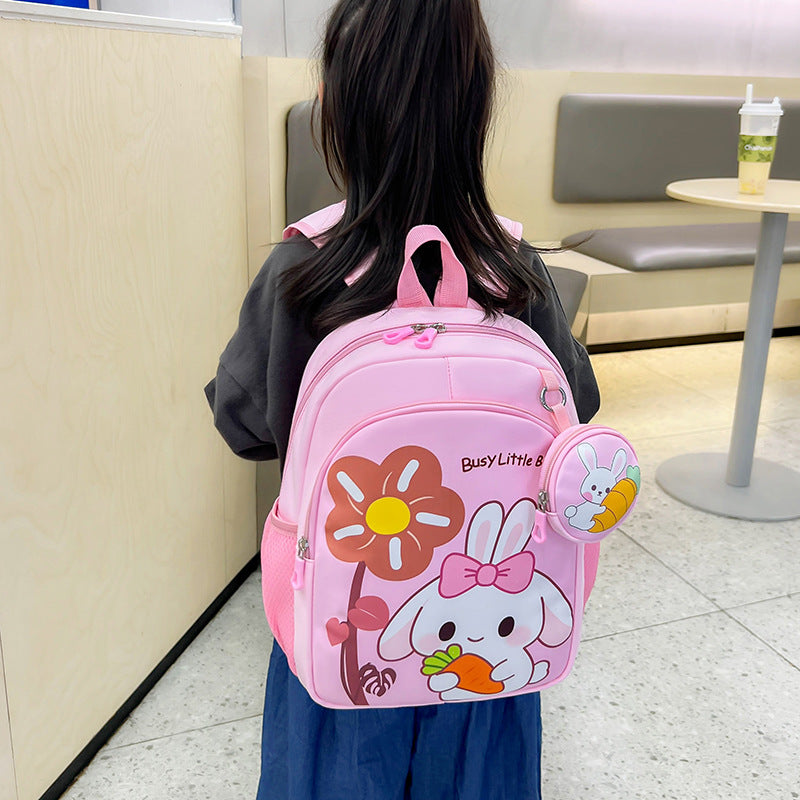 Eboo Cute Purple Bunny & Flower Kids School Bag with Small Matching Pouch