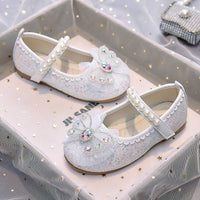 Eboo Girl Beautiful Butterfly Bow Dress Shoes Crystal Princess Sandals for Party Wedding