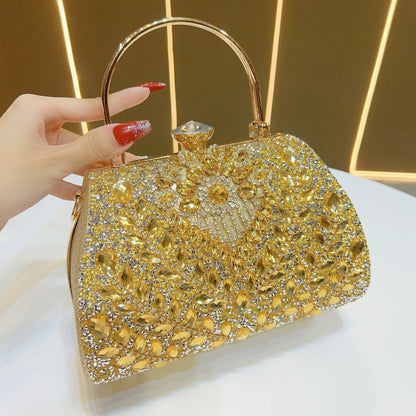 Eboo Luxury Peacock Crystal Clutch Bag for Women – Designer Rhinestone Evening Party Handbag with Top Handle
