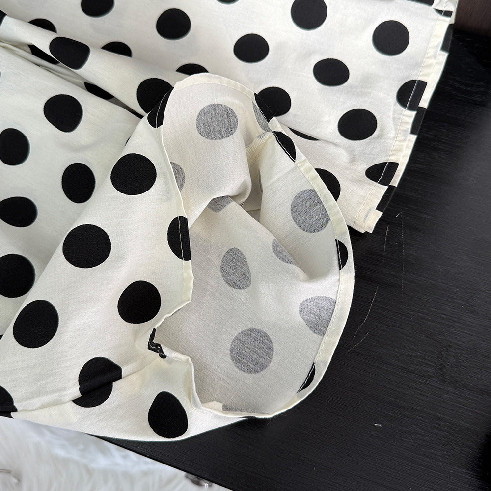 Eboo Baby Girls Black & White Polka Dot Flutter Sleeve Top & Wide Leg Pants Co-Ord Set