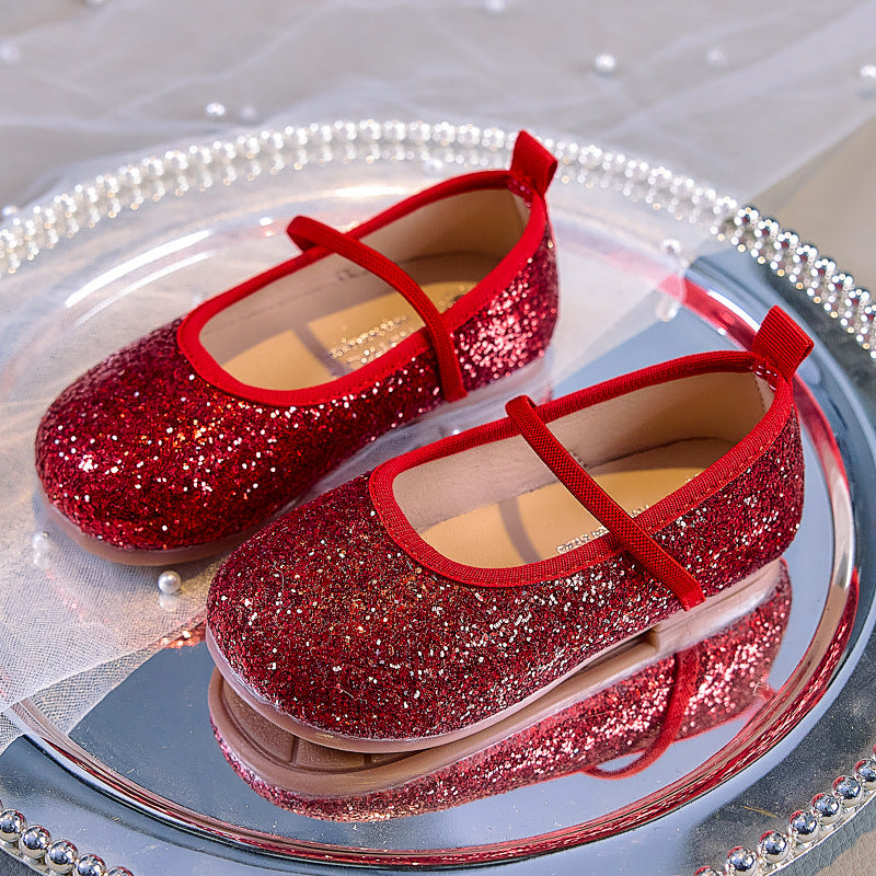 Eboo  Girls Glitter Princess Ballet Flats Shoes Ballerina Dress Shoes for Wedding Party