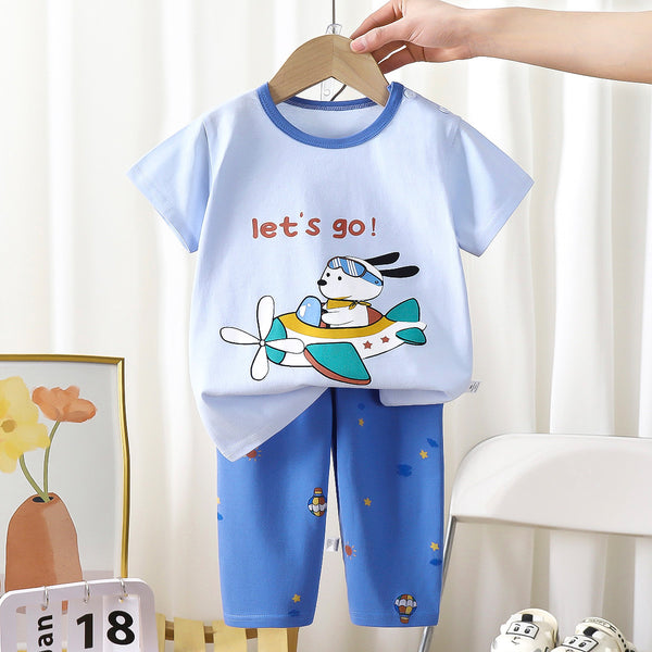 Eboo Baby Boys Airplane Print Summer T-Shirt & Shorts Set