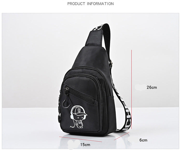 Eboo Cartoon Music Boy Black Sling Bag Ã¢?? Casual Outdoor Chest Crossbody Bag