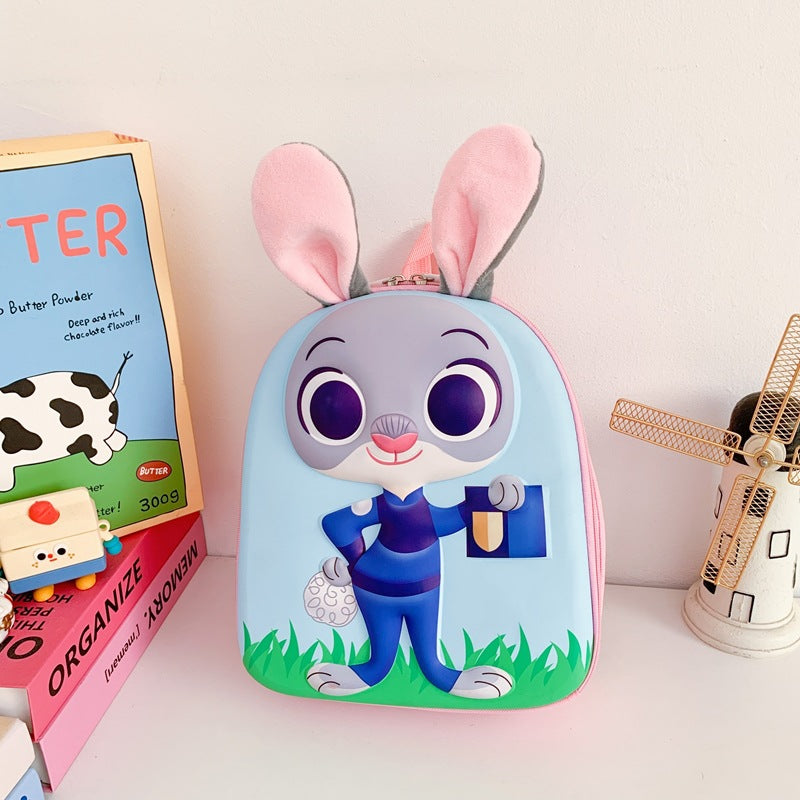 Eboo Cute 3D Bunny Officer Hard Shell Kids Backpack with Plush Ears