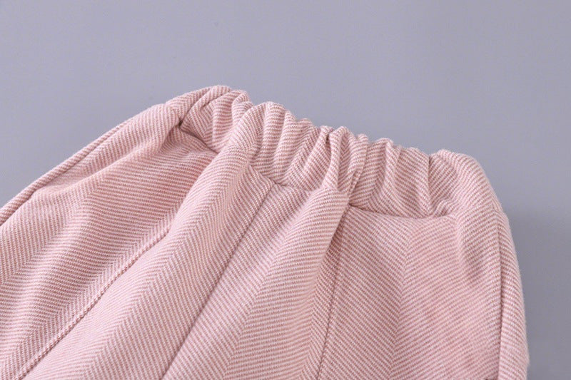 Eboo Children's Korean Style Set Round Neck Coat & Straight Leg Pants