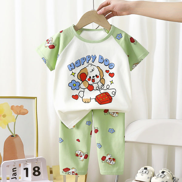 Eboo Unisex Baby Happy Dog Summer Cotton T-Shirt & Shorts Set | Soft 2-Piece Outfit for Boys & Girls
