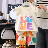 Eboo Baby Girl Love Heart Summer Cotton T-Shirt & Shorts Set | Cute 2-Piece Outfit