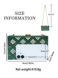 Eboo Luxury Crystal Box Clutch for Women • Rhinestone Evening Party Handbag with Gold Chain