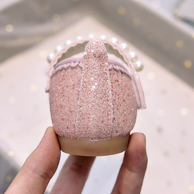 Eboo Girl Beautiful Butterfly Bow Dress Shoes Crystal Princess Sandals for Party Wedding