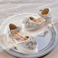 Eboo Girls Sandals Fashion Rhinestone Bow Princess Shoes Flat Heel Sandals