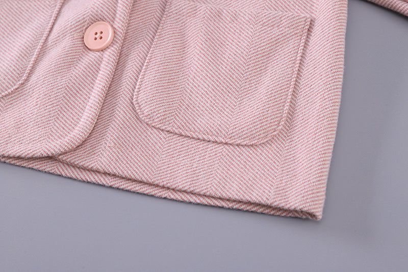 Eboo Children's Korean Style Set Round Neck Coat & Straight Leg Pants