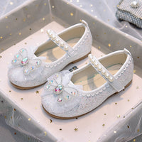 Eboo Girl Beautiful Butterfly Bow Dress Shoes Crystal Princess Sandals for Party Wedding