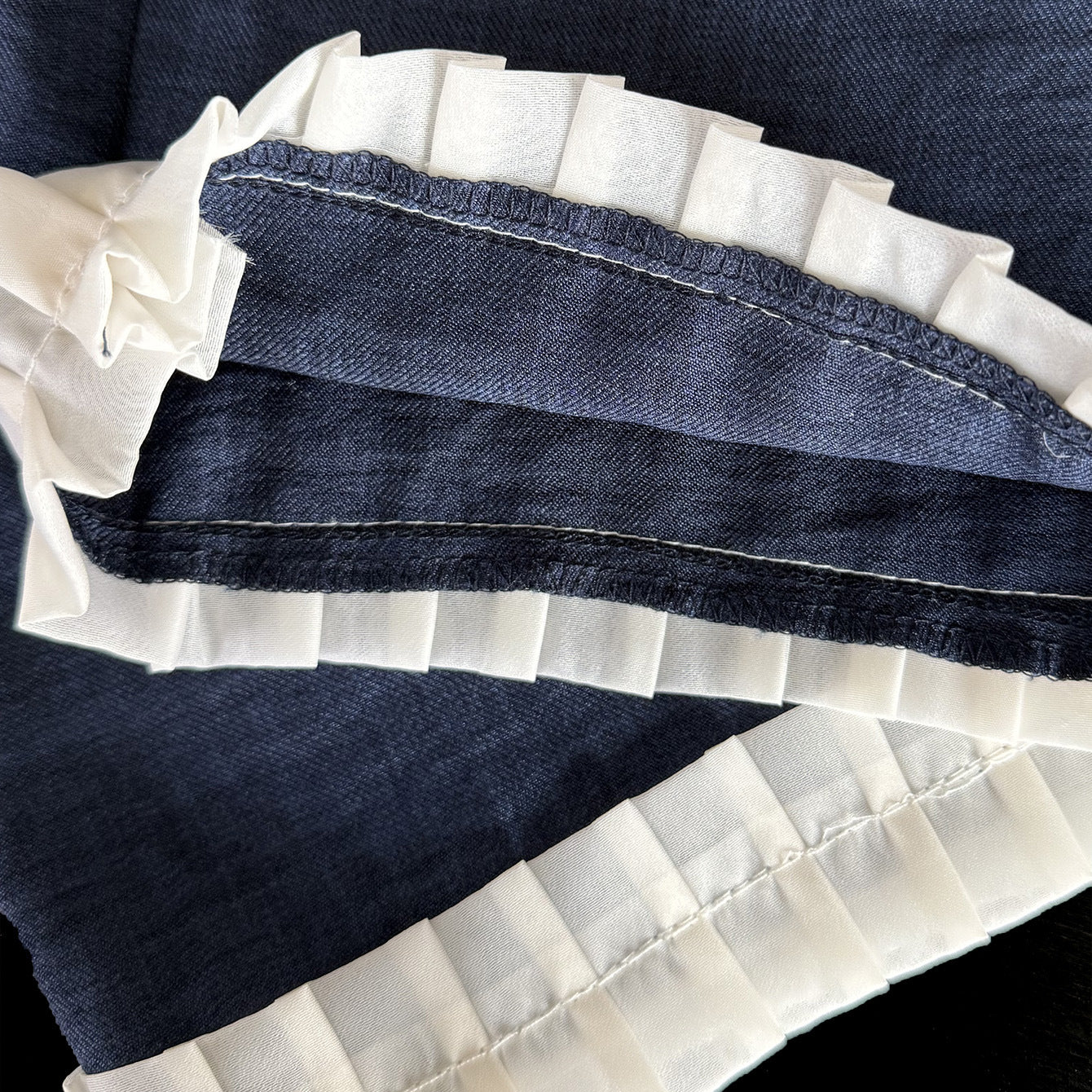 Eboo Baby Girls Denim Blue Pleated Ruffle Sleeveless Top & Wide Leg Pants Co-Ord Set