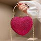 Eboo Luxury Heart Shape Crystal Clutch Bag for Women – Rhinestone Evening Party Handbag with Gold Handle