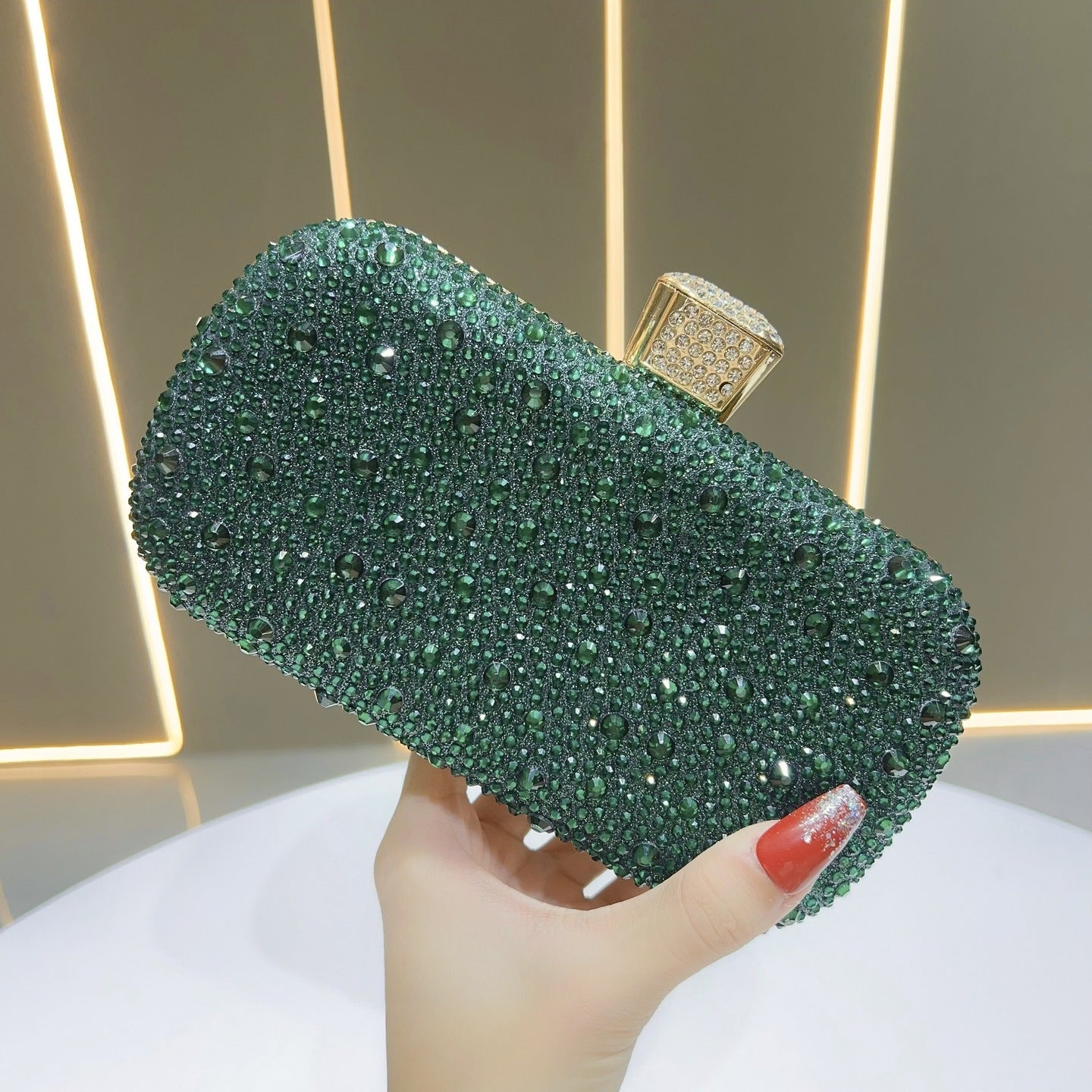 Eboo Luxury Crystal Box Clutch for Women – Rhinestone Evening Party Handbag