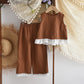 Eboo Baby Girls Brown Sleeveless Lace Hem Top & Wide Leg Pants Co-Ord Set