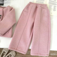 Eboo Children's Korean Style Set Round Neck Coat & Straight Leg Pants