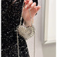 Eboo Luxury Heart Shell Metal Clutch Bag for Women – Elegant Party Crossbody Purse with Chain Strap