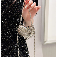 Eboo Luxury Heart Shell Metal Clutch Bag for Women Elegant Party Crossbody Purse with Chain Strap