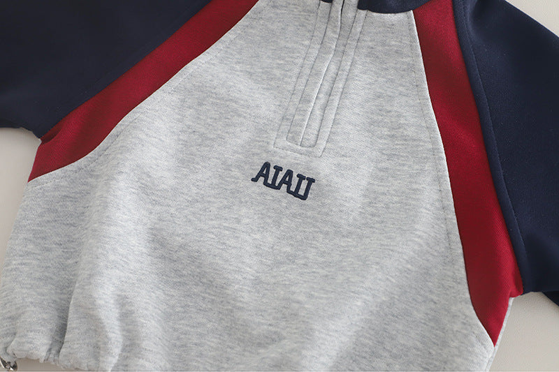 Eboo Sporty Fleece 2-Piece Set: Long Sleeve Quarter-Zip Top