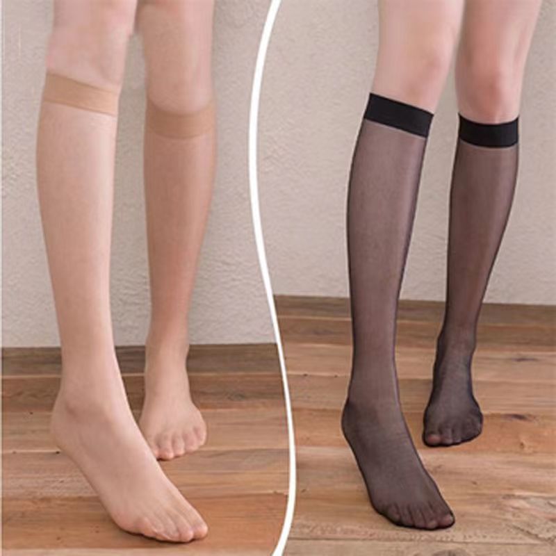Eboo Women'S Nylon Socks Knee High Stockings Ultrathin Summer Lace Crew Sock