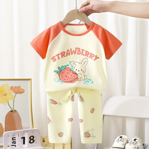 Eboo Toddler & Girls' 2-Piece Strawberry Bunny Pajama Set